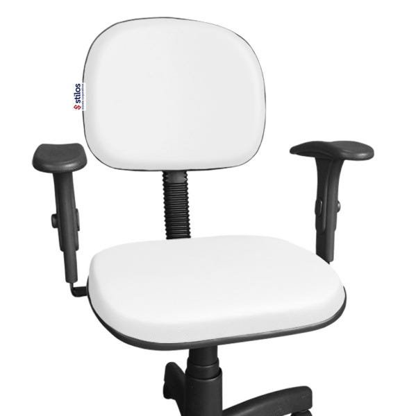 Cadeira Secretária Giratória com Braços Digitador e Regulagem Altura Branco - 3