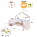 Ver imagem 3 de Cama Infantil com Proteção Lateral 106cm x 200,3cm Moldura Casinha com Livreiro Cor:Branco com