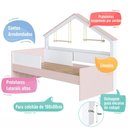 Ver imagem 4 de Cama Infantil com Proteção Lateral 106cm x 200,3cm Moldura Casinha com Livreiro Cor:Branco com