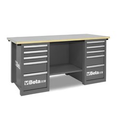 Bancada de Trabalho Madeira Cinza com Gaveteiros Painel de Ferramenta com Fechadura C57s/c-g Beta - 1