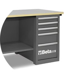 Bancada de Trabalho Madeira Cinza com Gaveteiros Painel de Ferramenta com Fechadura C57s/c-g Beta - 2