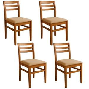 Kit 4 Cadeiras para Sala de Jantar em Madeira Maciça Diamante