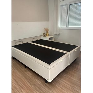 Box Bau Queen Size Linho Bege Blindada 1,58 X 1,98