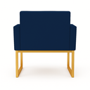 Ver imagem 3 de Kit 2 Poltronas Reforçada Recepção Base Metálico Dourado Azul-Marinho