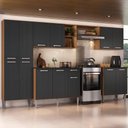 Ver imagem 1 de Armário Cozinha Modulada Completa 298cm Pequim Top Multimóveis Mp3768 Madeirado/preto