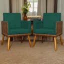 Ver imagem 2 de Kit 3 Poltronas Decorativas para Sala Lis Corino e Suede Cores Pé Palito