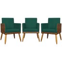 Ver imagem 1 de Kit 3 Poltronas Decorativas para Sala Lis Corino e Suede Cores Pé Palito