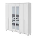 Ver imagem 2 de Guarda-roupa Alonzo 6 Portas e 4 Gavetas com Espelho e Pés Branco