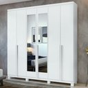 Ver imagem 1 de Guarda-roupa Alonzo 6 Portas e 4 Gavetas com Espelho e Pés Branco