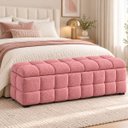 Ver imagem 1 de Recamier Baú Cama Casal 138cm Banco Puf Estofado Bouclé Boss:Rosa/Bouclé