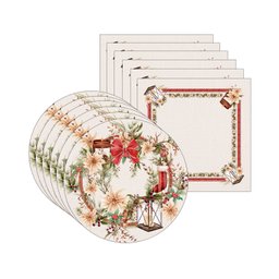 Kit Sousplat + Guardanapo Natal Christmas Vintage NSW 6 Peças com base - 2