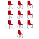 Ver imagem 1 de Kit 10 Cadeiras de Jantar Cozinha Industrial Lexa Veludo - Élpis Móveis - Vermelho - Preta