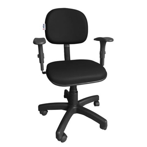 Cadeira Secretária Giratória com Braço Digitador e Regulagem Altura Preto