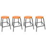 Kit 4 Bancos Baixo de Metal Banqueta Empilhavel para Bar Cozinha Lanchonete - Laranja - 1