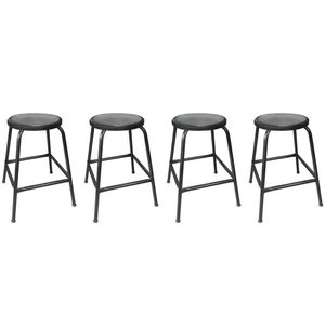 Kit 4 Bancos Baixo de Metal Banqueta Empilhavel para Bar Cozinha Lanchonete - Preta
