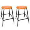 Kit 2 Bancos Baixo de Metal Banqueta Empilhavel para Bar Cozinha Lanchonete - Laranja - 1