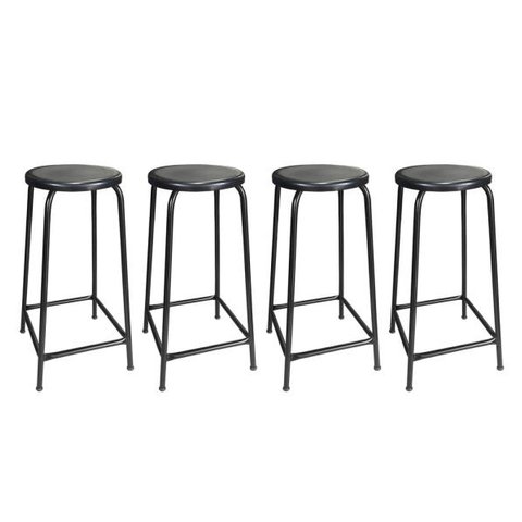 Kit 4 Bancos Alto de Metal Banqueta Empilhavel para Bar Bancão Cozinha - Preta