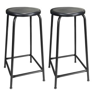 Kit 2 Bancos Alto de Metal Banqueta Empilhavel para Bar Bancão Cozinha - Preta