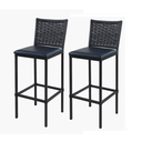 Ver imagem 1 de Conjunto 2 Banquetas Turquia Alta em Aço com Assento Estofado e Encosto de Junco Preto