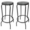 Kit 2 Bancos Alto de Metal com Apoio para Os Pés Banqueta Empilhavel para Bar Balcão Cozinha - Preta - 1