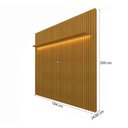 Ver imagem 3 de Painel para TV até 75 Polegadas Sole 1 Prateleira Ripado com LED 100% MDF Naturale - Pnr Móveis