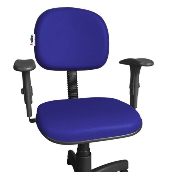 Cadeira Secretária Giratória com Braços Digitador e Regulagem Altura Azul - 2