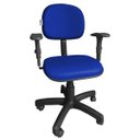 Ver imagem 1 de Cadeira Secretária Giratória com Braços Digitador e Regulagem Altura Azul