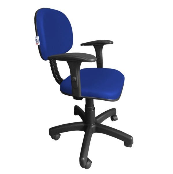 Cadeira Secretária Giratória com Braços Digitador e Regulagem Altura Azul - 3