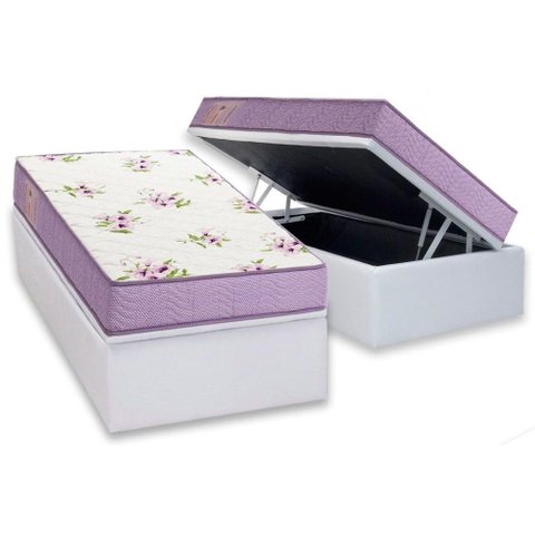 Conjunto Box Baú Solteiro: Colchão Espuma Ortobom D23 Physical Super Resistente Bordado + Base Crc