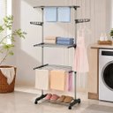Ver imagem 3 de Varal de Chão 3 Andares Inox Forte 50kg Preto Portátil Compacto Viagens