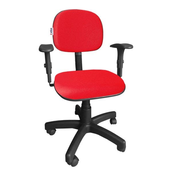 Cadeira Secretária Giratória com Braços Digitador e Regulagem Altura Jserrano Vermelho - 1