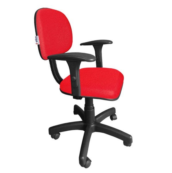 Cadeira Secretária Giratória com Braços Digitador e Regulagem Altura Jserrano Vermelho - 2