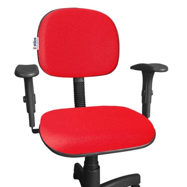 Cadeira Secretária Giratória com Braços Digitador e Regulagem Altura Jserrano Vermelho - 3