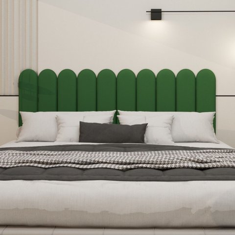 Cabeceira Nuvem Estofada King Size 10 Placas em Suede 45cm:verde