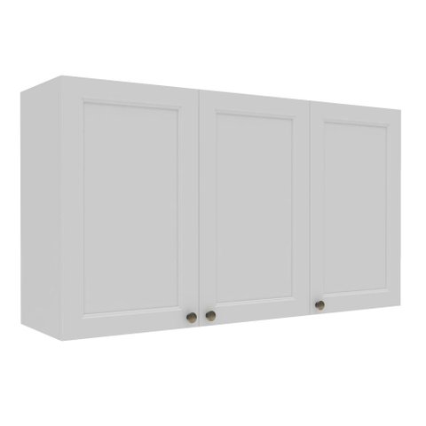 Armário Aéreo 3 Portas Cozinha Aurora 120cm com Divisórias Cor:branco