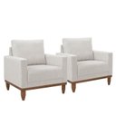 Ver imagem 1 de Conj. 02 Peças Poltrona Decorativa com Almofada Sara Due Decor - Linho Nude
