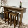 Conjunto Bancada Mesa e 2 Banquetas de Madeira - Cerâmica Cor:marrom - 3