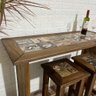 Conjunto Bancada Mesa e 2 Banquetas de Madeira - Cerâmica Cor:marrom - 4