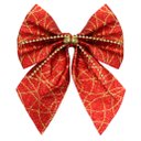 Ver imagem 1 de Kit 26 Peças Enfeite Árvore Natal Laço Lacinho Vermelho Brilhante 15,5cm