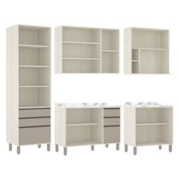 Cozinha Completa Modulada 6 Peças, Paneleiro Vidro Reflecta, Armários e Balcões Linea Luciane Móveis - 3