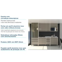 Cozinha Completa Modulada 6 Peças, Paneleiro Vidro Reflecta, Armários e Balcões Linea Luciane Móveis - 7