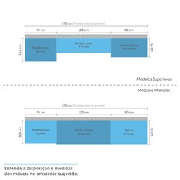 Cozinha Completa Modulada 6 Peças, Paneleiro Vidro Reflecta, Armários e Balcões Linea Luciane Móveis - 4