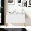 Ver imagem 1 de Buffet Atena 3 Portas Industrial MDP 120cm Branco Dourado Casah