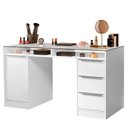 Ver imagem 2 de Escrivaninha Penteadeira 136cm 1 Porta 3 Gavetas Tampo de Vidro Branco Madesa