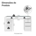 Ver imagem 3 de Escrivaninha Penteadeira 136cm 1 Porta 3 Gavetas Tampo de Vidro Branco Madesa