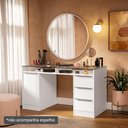 Ver mais imagens de Escrivaninha Penteadeira 136cm 1 Porta 3 Gavetas Tampo de Vidro Branco Madesa