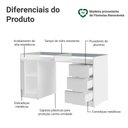 Ver imagem 4 de Escrivaninha Penteadeira 136cm 1 Porta 3 Gavetas Tampo de Vidro Branco Madesa