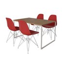 Ver imagem 6 de Mesa Industrial Base Ferro Branco Tampo, Amêndoa 4 Cadeiras Ferro Branco Assento Vermelho Marrom