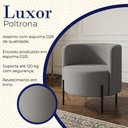 Ver imagem 3 de Poltrona Luxor em Linho Pés Altos Pretos Encosto Curvo Assento Fixo Sala Moderna - Cinza Escuro