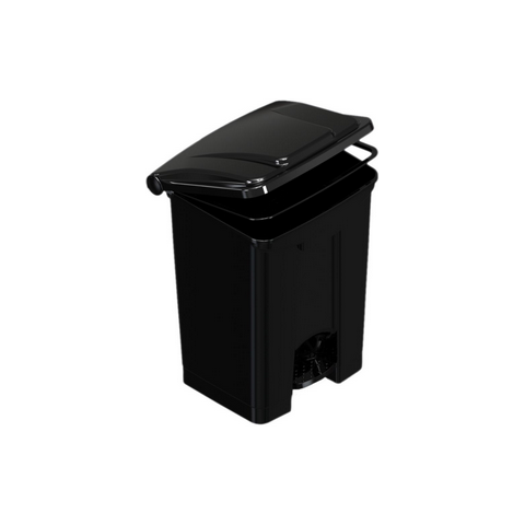 LIXEIRA COM PEDAL POLIPROPILENO PRETA - 50 LITROS